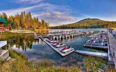 jet skis, yachts, bass lake, coast, the harbour, california