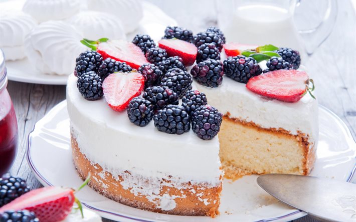 pastel de frutas, blackberry, foto tortas