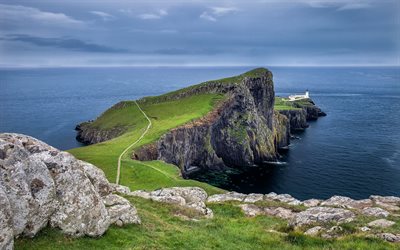 rock, the ocean, neist point, coast, scotland