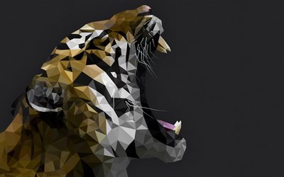 tigers, creative tiger, drawings of tigers, polygon tiger