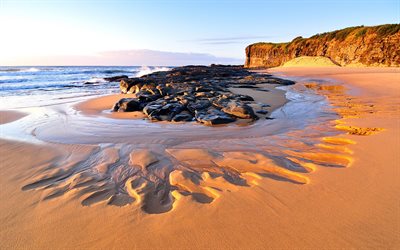 foto, la marea, la arena de la orilla de la playa