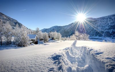 winter landschaft, schnee, winter, berge