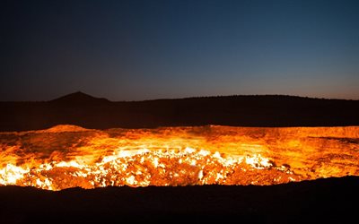 le porte dell'inferno, il turkmenistan, il cratere, darvaza, yerbent