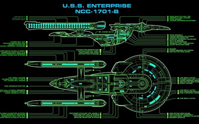star trek, zvezdolet, astronave, schema, uss enterprise, nc-1701-b