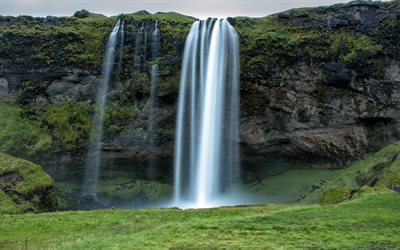 民間, アイスランド, 滝, seljalandsfoss