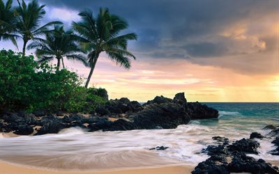 hawaii, usa, maui, okyanus, makena cove