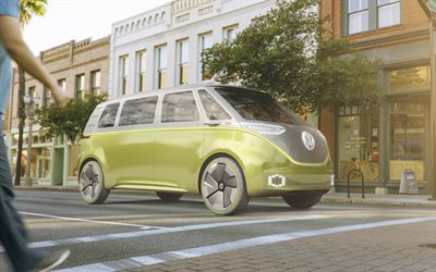 volkswagen id buzz concept, 2017 autot, minibussi, volkswagen