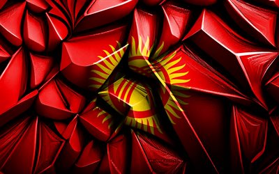 Flag of Kyrgyzstan, 4k, 3d creative texture, Kyrgyzstan 3d flag, Asia, Kyrgyzstan flag, 3d art, Kyrgyzstan, flag of Asian countries