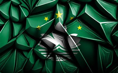 Flag of Macau, 4k, 3d creative texture, Macau 3d flag, Asia, Macau flag, 3d art, Macau, flag of Asian countries