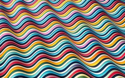 fondo ondulado colorido, 4k, ondas 3d abstractas, texturas onduladas, fondos abstractos, fondos 3d, fondos ondulados