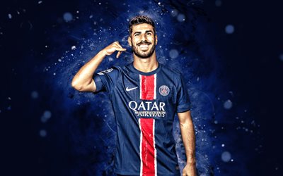 marco asensio, 4k, luces neones azules, paris saint germain, ligue 1, futbolistas españoles, marco asensio 4k, fútbol americano, fútbol, psg, marco asensio psg