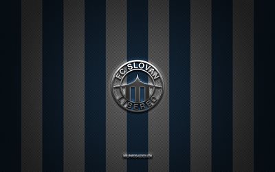 fc slovan liberec  logotyp, tjeckiska fotbollslag, tjeckiska första ligan, blå vit kolbakgrund, fc slovan liberec emblem, fotboll, fc slovan liberec, tjeckien, slovan liberec, chans liga
