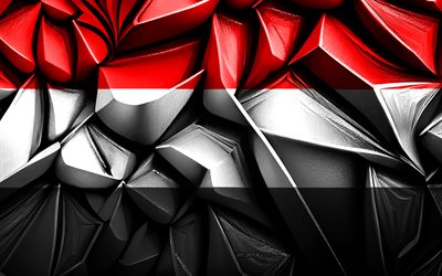 jemens flagg, 4k, 3d  kreativ struktur, jemen 3d  flagga, asien, jemen flagga, 3d  konst, jemen, asiatiska flaggor