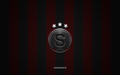 ac sparta praha  logotyp, tjeckiska fotbollslag, tjeckiska första ligan, röd svart kolbakgrund, ac sparta praha emblem, fotboll, ac sparta praha, tjeckien, fc sparta praha, chans liga