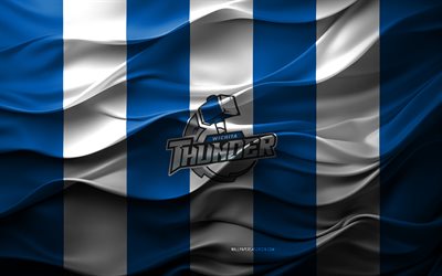 4k, wichita thunder logotyp, blå vit 3d bakgrund, wichita thunder emblem, echl, amerikanskt hockeylag, wichita thunder flagga, 3d struktur, wichita thunder, hockey, usa