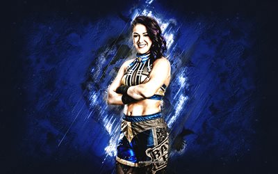 bayley, wwe, amerikkalainen painija, sininen kivi tausta, wwe mestari, grunge taidetta, usa, paini, pamela rose martinez, bayley wwe, world wrestling entertainment
