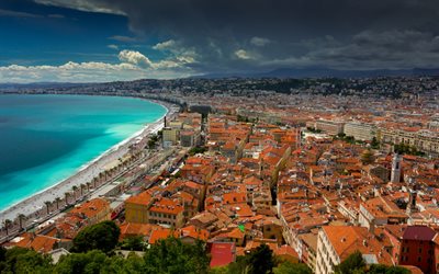France, maison, rivage, mer, Nice