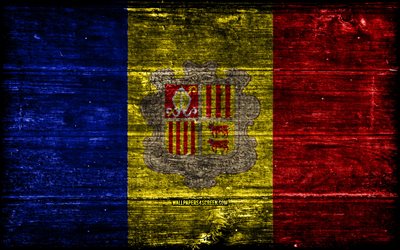 andorran träflagga, 4k, träregra flaggor, europeiska länder, andorra flagga, andorra dag, europa, andorranflagga, andorra, andorran nationella symboler