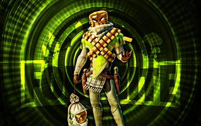 البطل الوحيد مانكيك فورتنايت, 4k, خلفية دوامة خضراء, فورتنايت, مبدع, جلد مان كيك البطل الوحيد, fortnite lonesome hero mancake skin, مانكايك البطل الوحيد, شخصيات فورتنايت