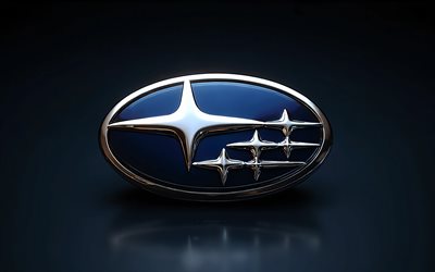 4k, logo chromé subaru, créatif, fond noir, minimalisme, logo métallique subaru, oeuvre d'art, logo subaru en 3d, logo subaru, marques de voitures, subaru