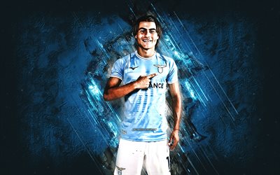Luka Romero, Lazio, Argentine footballer, attacking midfielder, blue stone background, Serie A, Italy, football, SS Lazio