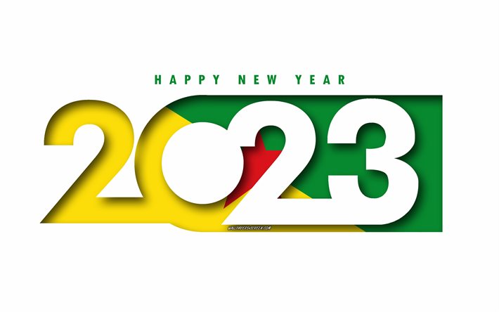 Happy New Year 2023 French Guiana, white background, French Guiana, minimal art, 2023 French Guiana concepts, French Guiana 2023, 2023 French Guiana background, 2023 Happy New Year French Guiana