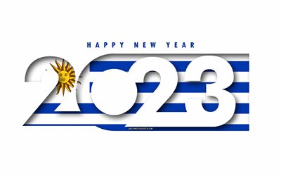 Happy New Year 2023 Uruguay, white background, Brazil, minimal art, 2023 Uruguay concepts, Uruguay 2023, 2023 Uruguay background, 2023 Happy New Year Uruguay