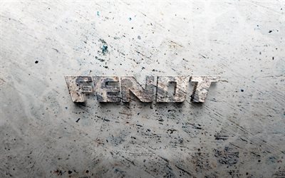 شعار حجر فندت, 4k, الحجر الخلفية, شعار fendt 3d, العلامات التجارية, خلاق, شعار fendt, فن الجرونج, فيندت