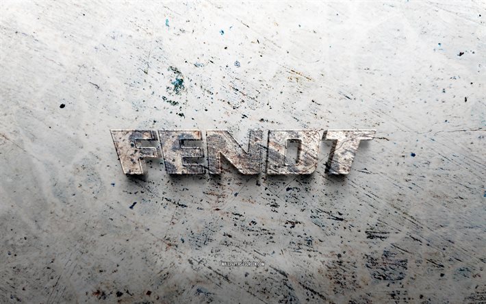 Fendt stone logo, 4K, stone background, Fendt 3D logo, brands, creative, Fendt logo, grunge art, Fendt
