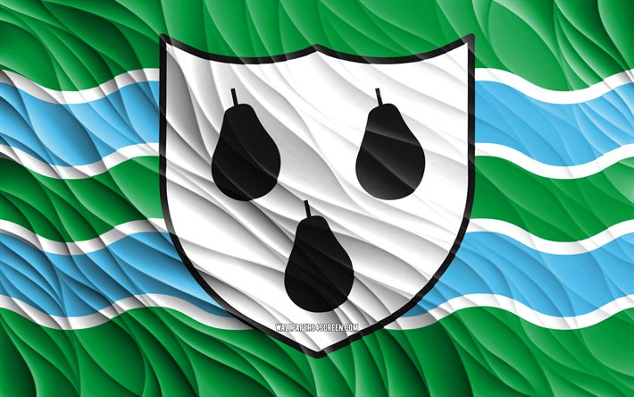 bandera de worcestershire, 4k, banderas 3d de seda, condados de inglaterra, día de worcestershire, ondas de tela 3d, banderas onduladas de seda, condados ingleses, worcestershire, inglaterra