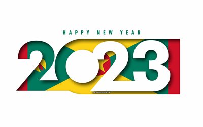 Happy New Year 2023 Grenada, white background, Grenada, minimal art, 2023 Grenada concepts, Grenada 2023, 2023 Grenada background, 2023 Happy New Year Grenada
