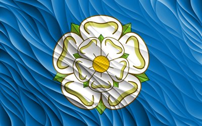 Flag of Yorkshire, 4k, silk 3D flags, Counties of England, Day of Yorkshire, 3D fabric waves, Yorkshire flag, silk wavy flags, english counties, Yorkshire, England