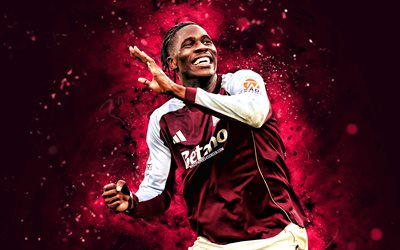 4k, alegría, luces de neón moradas, villa aston, primera división, fútbol americano, fútbol, aston villa fc