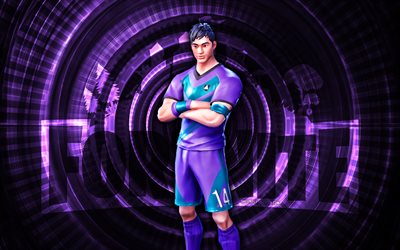 الكناس القوي fortnite, 4k, خلفية دوامة البنفسجي, فورتنايت, مبدع, الجلد الكناس القوي, fortnite stalwart sweeper skin, كاسحة قوية, شخصيات فورتنايت