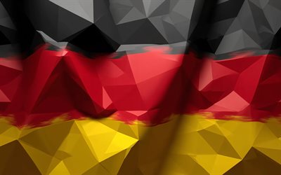 4k, Germany 3D flag, creative, geometric art, Day of Germany, low poly art, flag of Germany, German flag, Germany abstract flag, German national symbols, Germany flag, creative art, Germany