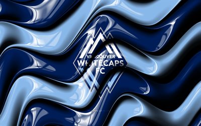 Vancouver Whitecaps 3D logo, 4k, blue 3D waves, MLS, football, Vancouver Whitecaps flag, creative, Vancouver Whitecaps logo, canadian soccer club, Vancouver Whitecaps, soccer, Vancouver Whitecaps FC