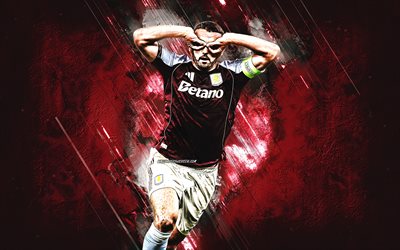 john mcginn, aston villa fc, futbolistas escoceses, fútbol americano, celebración de gol, fondo de piedra burdeos, primera división, villa aston, fútbol, john mcginn aston villa