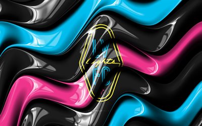 Las Vegas Lights 3D logo, 4k, black blue pink 3D waves, USL, football, Las Vegas Lights flag, creative, Las Vegas Lights logo, american soccer club, Las Vegas Lights, USL Championship, soccer, Las Vegas Lights FC