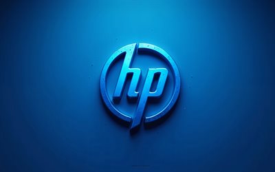 Hewlett-Packard logo, blue background, HP blue logo, 3D blue Hewlett-Packard emblem, HP blue emblem, HP logo, HP sign, HP emblem, HP, Hewlett-Packard