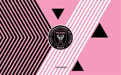 Inter Miami logo, 4k, American soccer team, pink and black lines background, Inter Miami, MLS, USA, line art, Inter Miami emblem, football, soccer, Inter Miami CF
