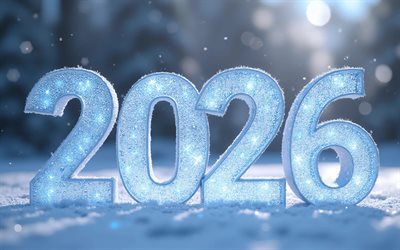 2026 eisziffern, 4k, bokeh, frohes neues jahr, blaue blendung, konzepte für 2026, 2026 eisige ziffern, 2026 3d ziffern, inschrift 2026, 2026 neujahr, 2026 kunst, frohe weihnachten, frohes neues jahr 2026