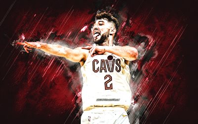Ty Jerome, Cleveland Cavaliers, American basketball player, maroon stone background, Ty Jeremy Jerome, NBA, USA, basketball, Ty Jerome Cleveland Cavaliers, National Basketball Association