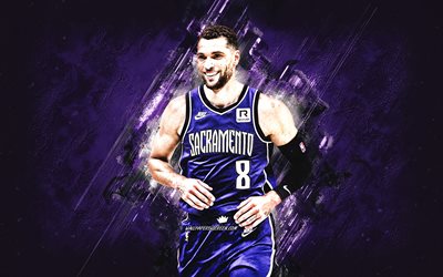 zach lavine, sacramento kralları, amerikan basketbol oyuncusu, mor taş arka plan, grunge art, nba, zachary thomas lavine, amerika, basketbol, zach lavine sacramento kralları