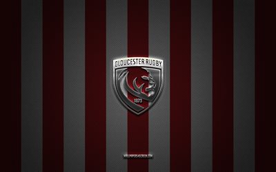 logotipo de rugby de gloucester, club de unión de rugby inglés, rugby de la premier league, fondo de carbón blanco rojo, emblema de rugby de gloucester, sindicato de rugby, rugby de gloucester, inglaterra, gloucester