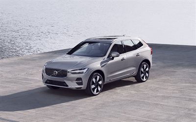 2025, volvo xc60, 4k, frontvy, exteriör, suv, ny grå xc60, grå xc60 2025, svenska bilar, vulvo