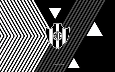 logo cordoba centrale, 4k, team di calcio dell'argentina, sfondo di linee bianche nere, cordoba centrale, divisione argentina primera, argentina, line art, emblema cordoba centrale, calcio, club atletico central cordoba