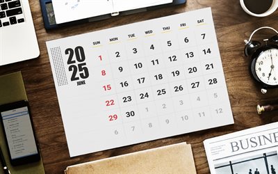 4k, June 2025 Calendar, workplace, business desk calendar, June, 2025 calendars, June Calendar 2025, spring calendars, 2025 business June calendar, 2025 desk calendars, 2025 June Calendar