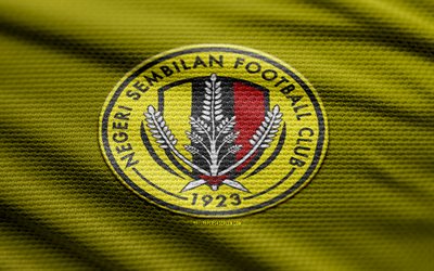 negeri sembilan fc logo logo, 4k, خلفية النسيج الأصفر, ماليزيا دوري المباراة, خوخه, كرة القدم, شعار negeri sembilan fc, negeri sembilan fc emblem, msl, negeri sembilan fc, نادي كرة القدم الماليزي, نيجيري سيمبيلان