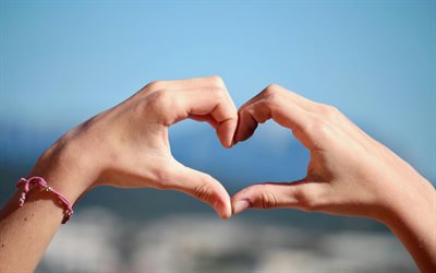 herz mit den händen, 4k, bokeh, ich liebe das konzept, herz von den händen gemacht, ich liebe meer, hände herz, liebe, fingerherz, liebeskonzepte, hände der liebe