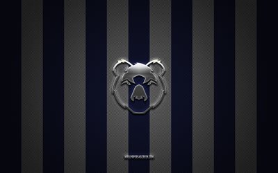 logotipo de bristol bears, club de unión de rugby inglés, rugby de la premier league, fondo de carbón blanco azul, emblema de bristol bears, sindicato de rugby, bears de bristol, inglaterra, bristol rugby club